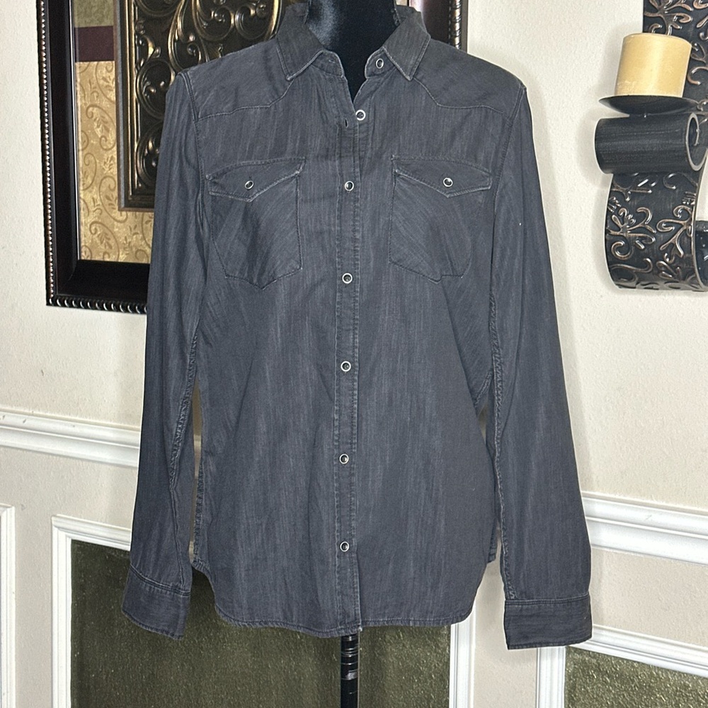 Mavi Jeans charcoal denim button-down shirt | Size L